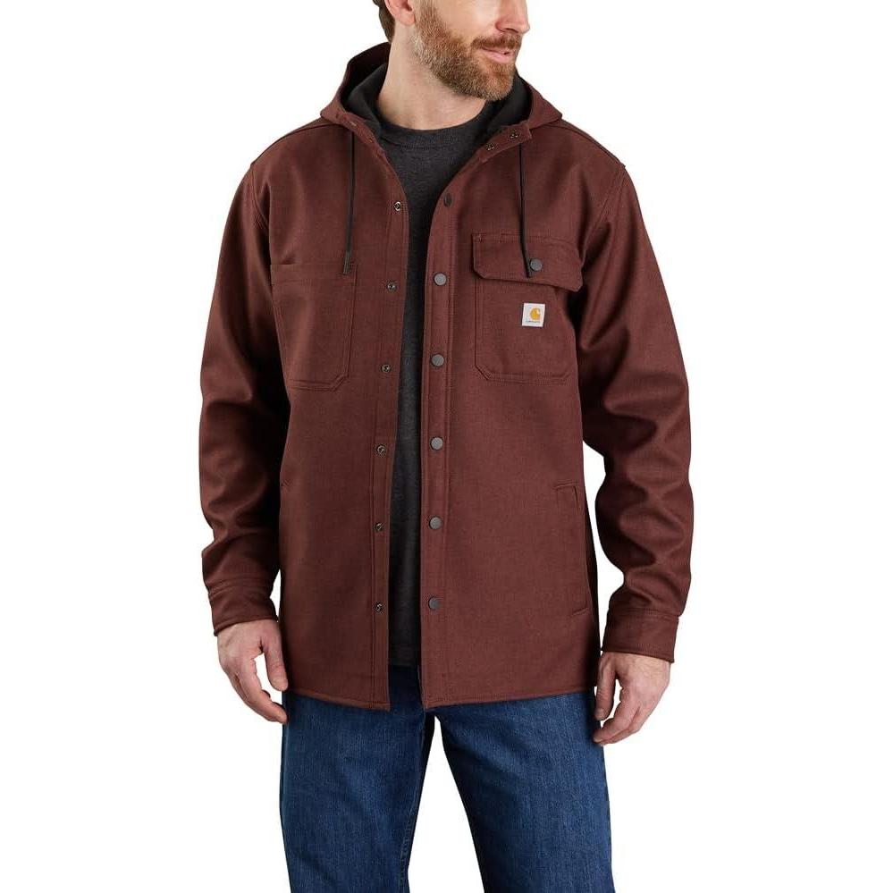 imageCarhartt Mens Rain Defender Relaxed Fit Heavyweight Hooded Shirt JacDark Cedar