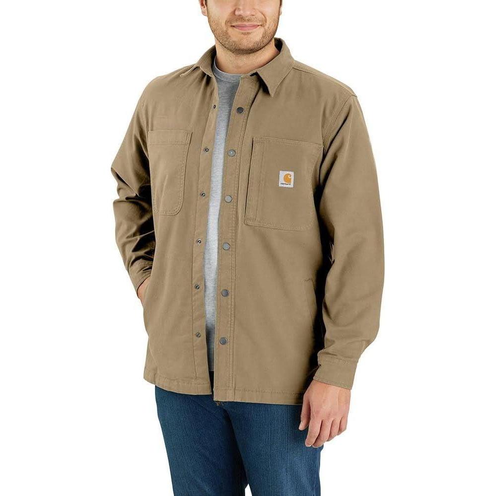 imageCarhartt Mens Rain Defender Relaxed Fit Heavyweight Hooded Shirt JacDark Khaki