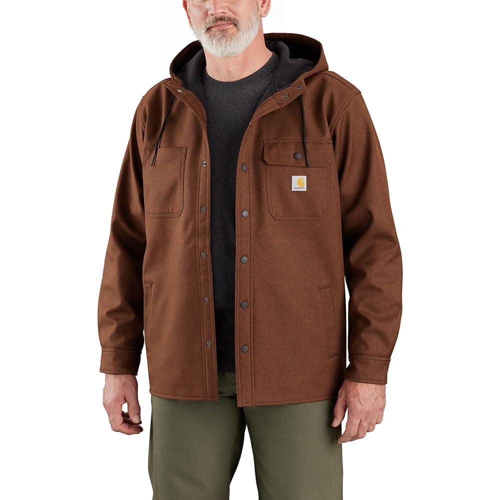 imageCarhartt Mens Rain Defender Relaxed Fit Heavyweight Hooded Shirt JacMocha Heather