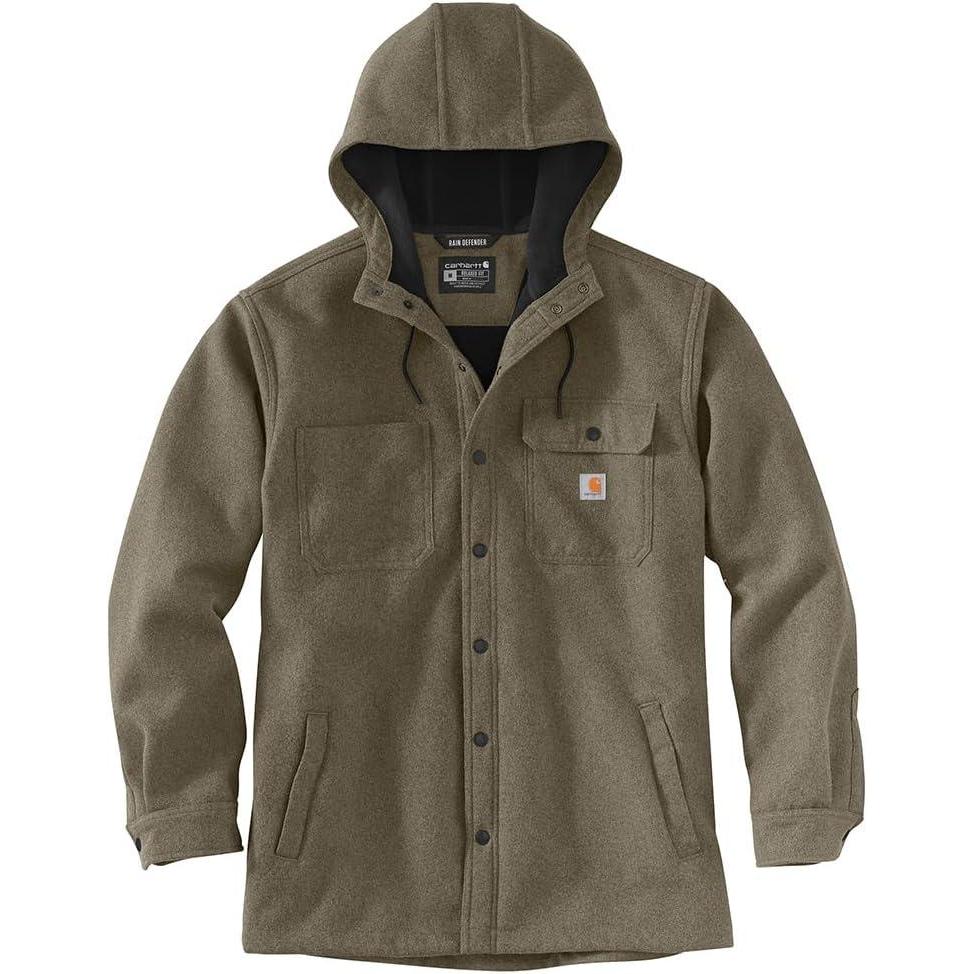 imageCarhartt Mens Rain Defender Relaxed Fit Heavyweight Hooded Shirt JacMoss