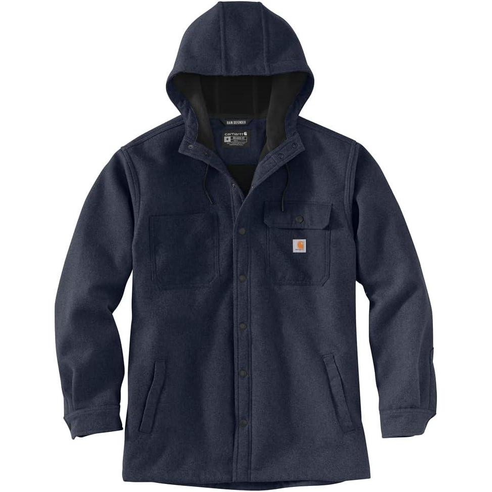 imageCarhartt Mens Rain Defender Relaxed Fit Heavyweight Hooded Shirt JacNavy