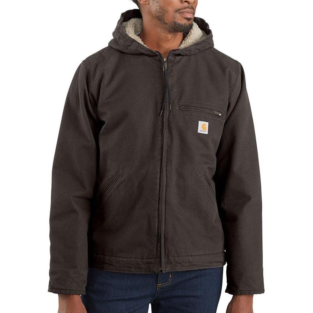 imageCarhartt Mens Relaxed Fit Washed Duck SherpaLined JacketDark Brown