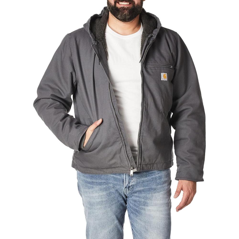 imageCarhartt Mens Relaxed Fit Washed Duck SherpaLined JacketGravel