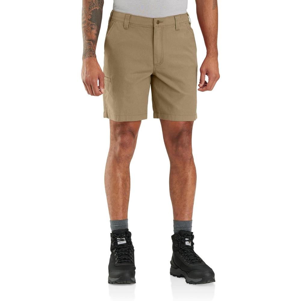 imageCarhartt Mens Rugged Flex Relaxed Fit 8in Canvas Work ShortDark Khaki