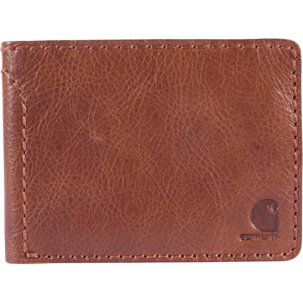 imageCarhartt Mens Rugged Patina Leather Wallets Available in Multiple Styles and ColorsBrown Bifold