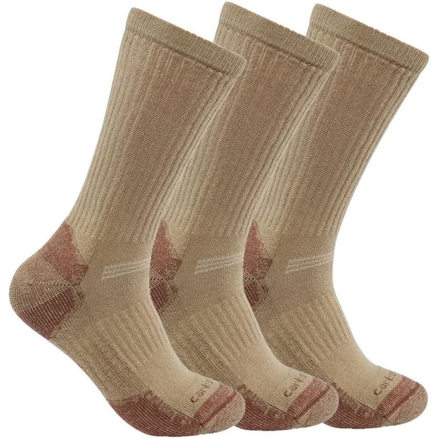 imageCarhartt Mens SC6203M Midweight Cotton Blend Crew Sock 3PackKhaki
