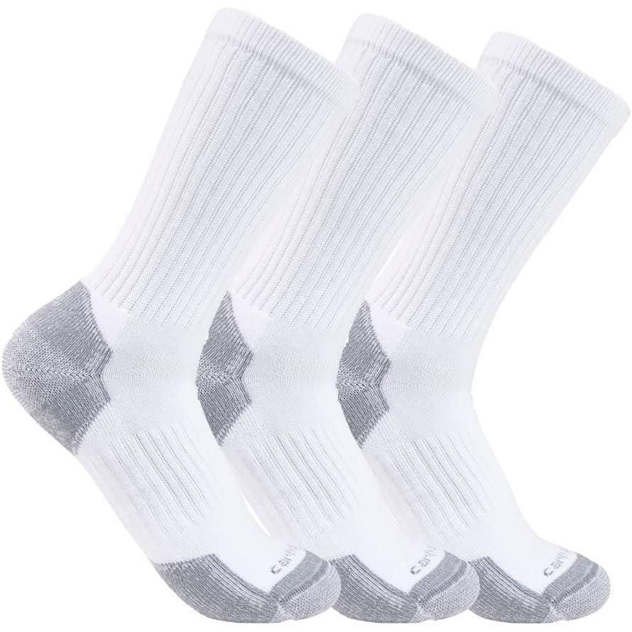 imageCarhartt Mens SC6203M Midweight Cotton Blend Crew Sock 3PackWhiteWhite