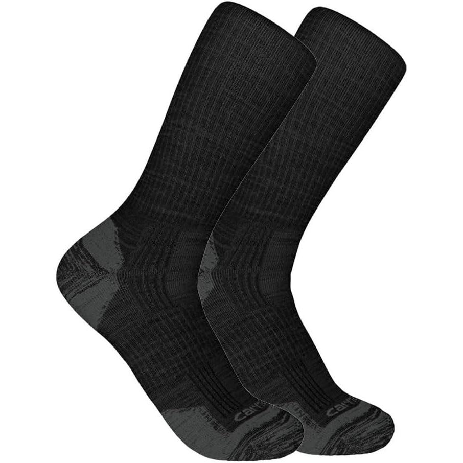 imageCarhartt Mens SC9902M Midweight SyntheticMerino Wool Blend Crew Sock 2PackBlack