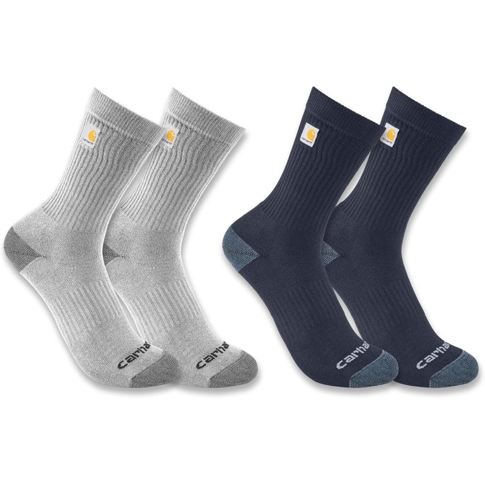 imageCarhartt Mens SC9972M Midweight Logo Crew Sock 2PackAssorted Grey