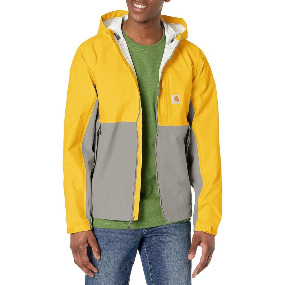 imageCarhartt Mens Storm Defender Relaxed Fit Lightweight Packable JacketYellow CurryAsphalt