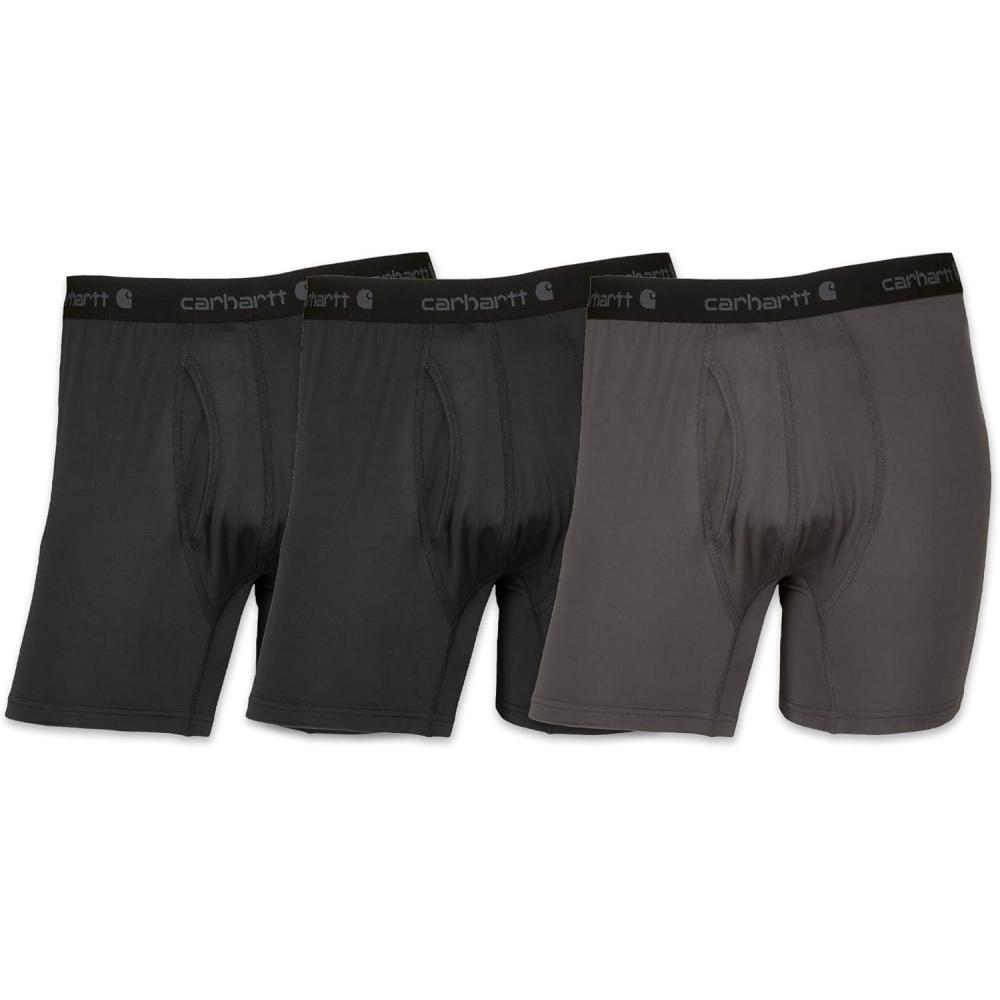 imageCarhartt Mens Stretch Synthetic Blend 5 Boxer Brief 3 PackAssorted 01 Black