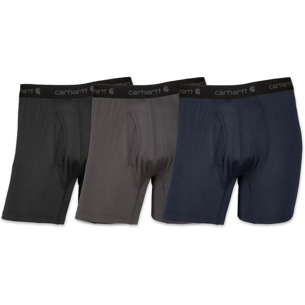 imageCarhartt Mens Stretch Synthetic Blend 5 Boxer Brief 3 PackAssorted 02 Grey