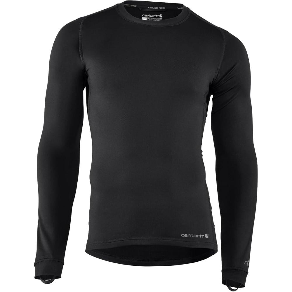 imageCarhartt Mens UH0266M Force Heavyweight Stretch Base Layer CrewneckBlack