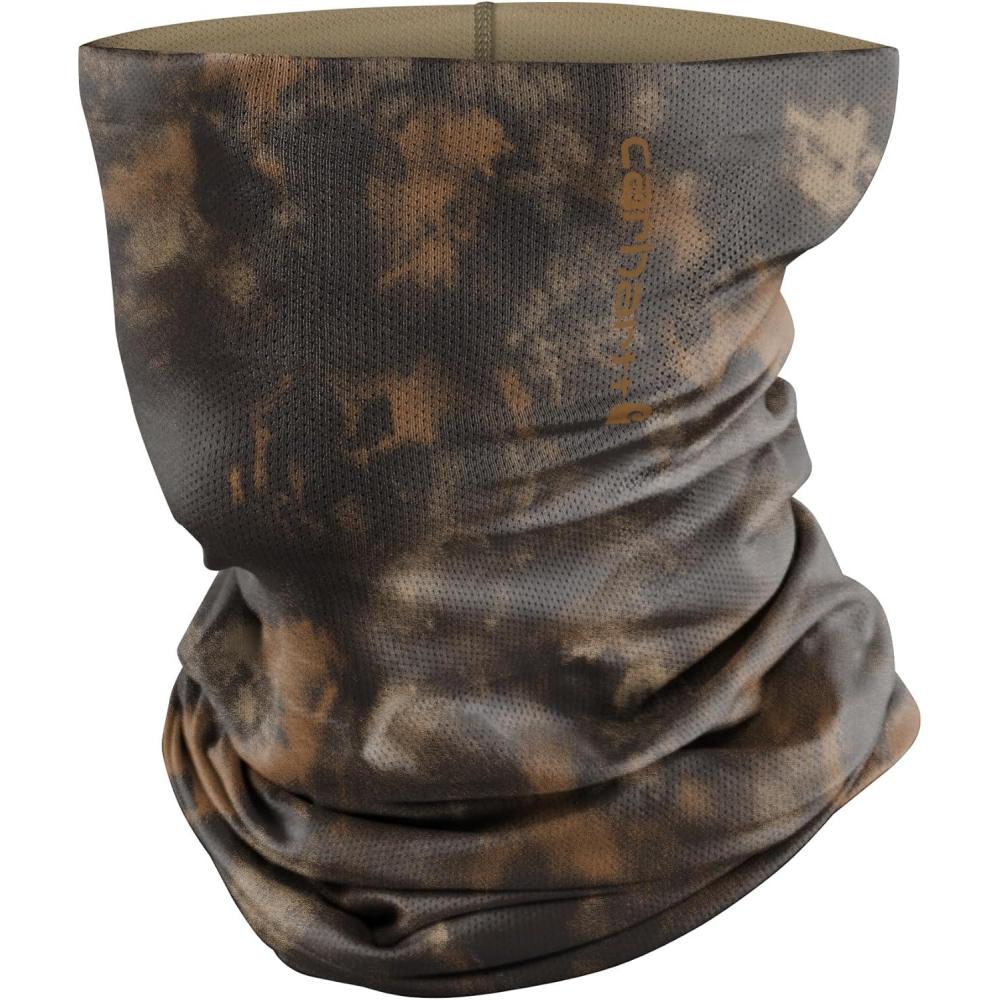 imageCarhartt Mens UP0252U Force Lightweight Cooling Neck GaiterWatercolor Camo PrintbrownDark Brown