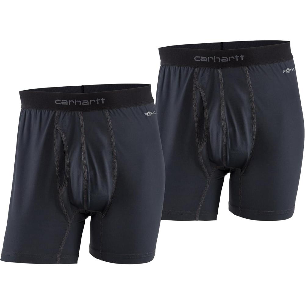 imageCarhartt Mens UU0196M Force Stretch Jersey 5 Inch Boxer Brief 2PackBlack