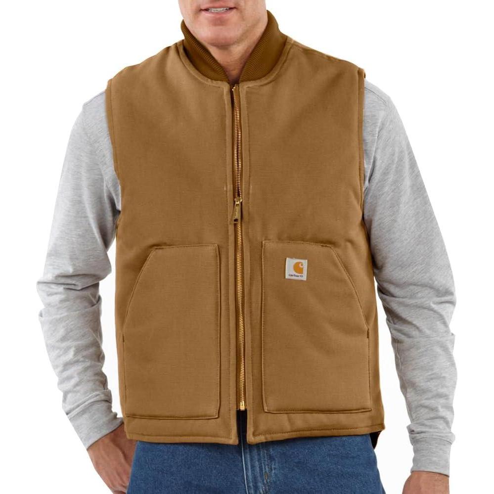 imageCarhartt Mens V01 Relaxed Fit Firm Duck Insulated Rib Collar Vest Carhartt Brown Large