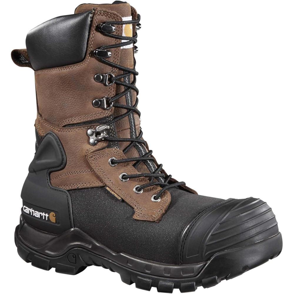 imageCarhartt Mens Yukon Pac 10Inch Work BootsBrown OiltanBlack Coated