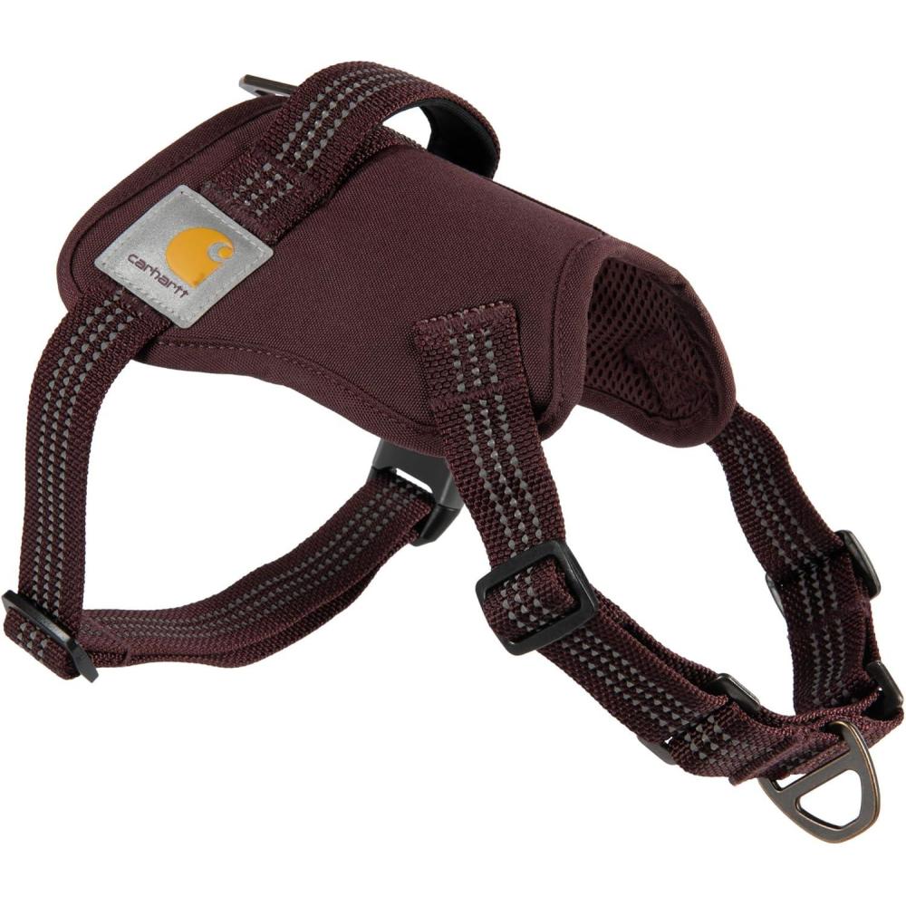 imageCarhartt Nylon Duck No Pull Dog Harness Fully Adjustable Dog Harness with Quick Control Handle and Reflective Accents Carhartt Brown LargeDeep Wine