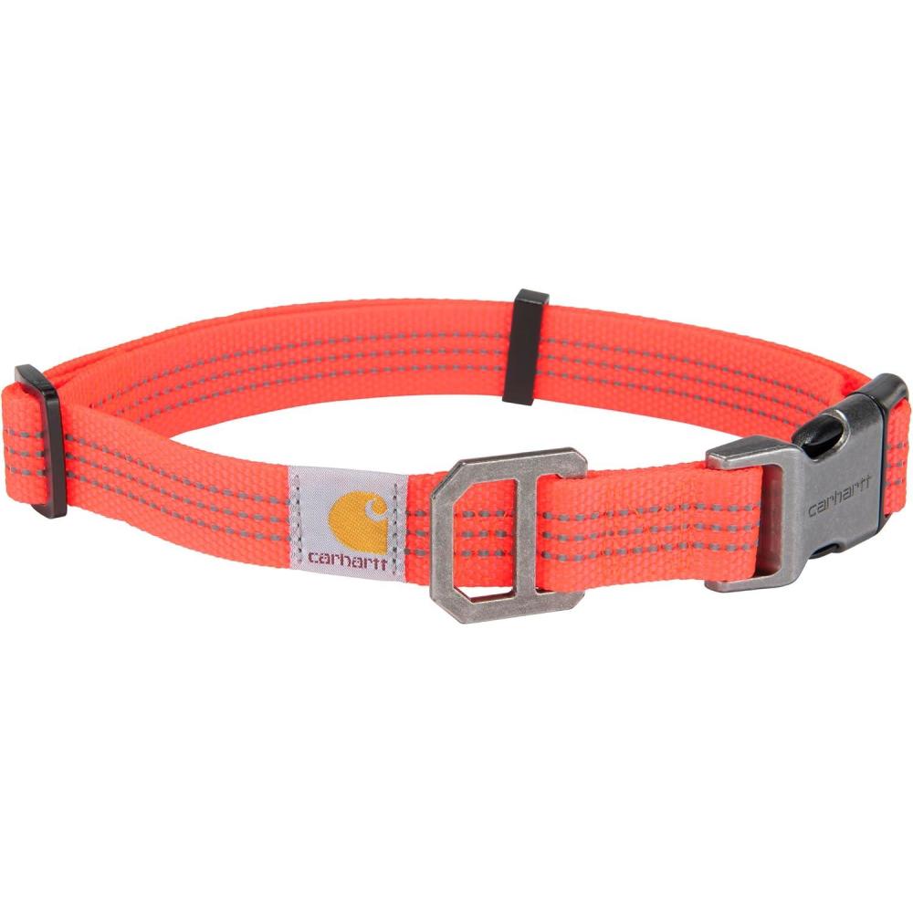 imageCarhartt Nylon Webbing Dog Collar Fully Adjustable WDurable Side Release Buckle Hunter Orange LargeCoral Glow