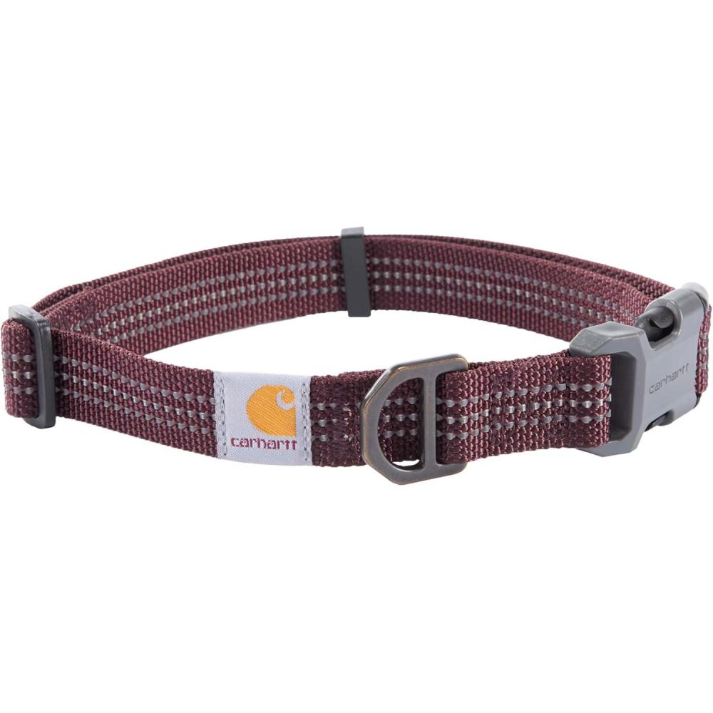 imageCarhartt Nylon Webbing Dog Collar Fully Adjustable WDurable Side Release Buckle Hunter Orange LargeDeep Wine