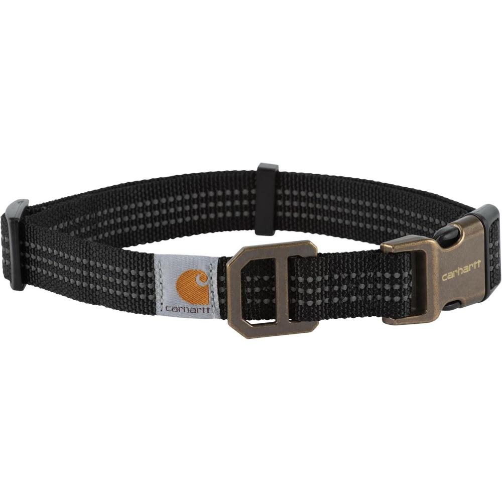 imageCarhartt Pet Fully Adjustable Webbing Collars for Dogs Reflective Stitching for Visibility Blanket Stripe LargeBlack Nylon Webbing