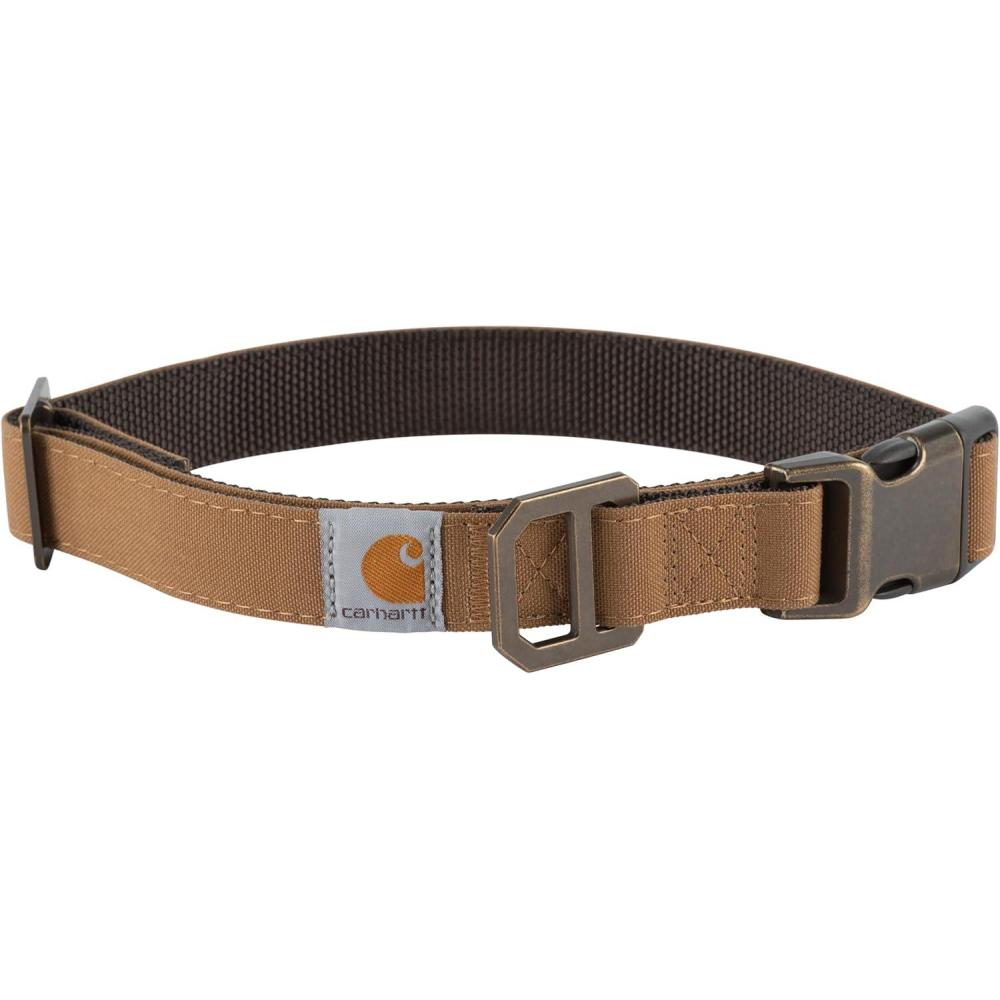 imageCarhartt Pet Fully Adjustable Webbing Collars for Dogs Reflective Stitching for Visibility Blanket Stripe LargeCarhartt Brown Nylon Canvas Webbing