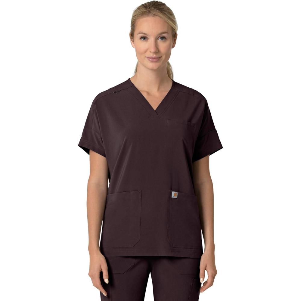 imageCarhartt Scrubs C13110 Womens Force CrossFlex Modern Fit Oversized VDark Sepia
