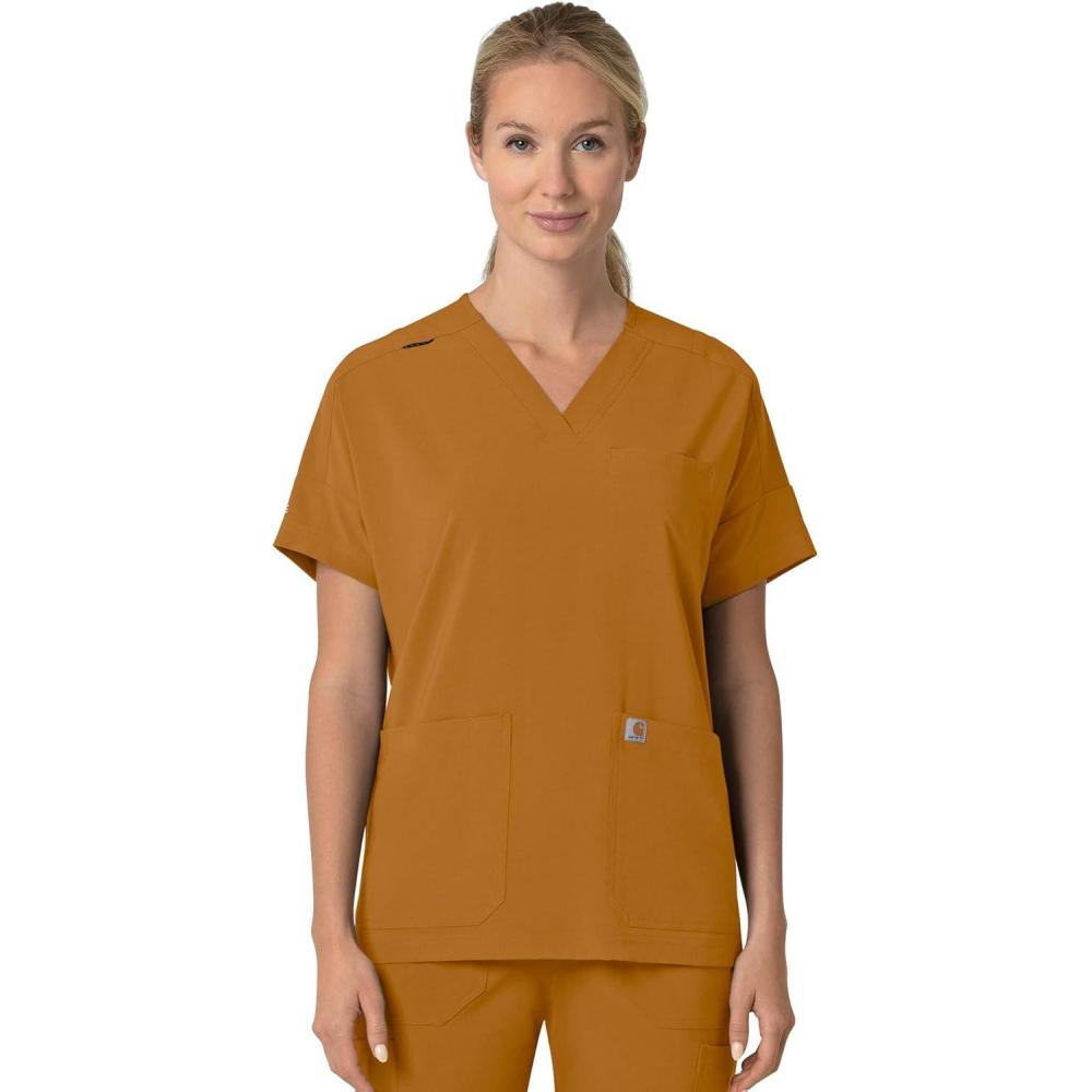 imageCarhartt Scrubs C13110 Womens Force CrossFlex Modern Fit Oversized VFox Brown
