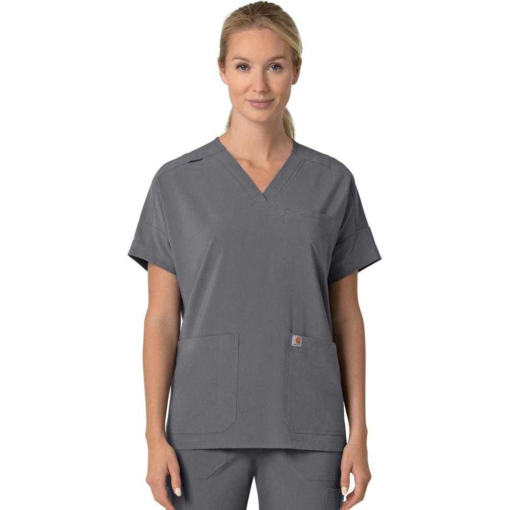 imageCarhartt Scrubs C13110 Womens Force CrossFlex Modern Fit Oversized VPewter