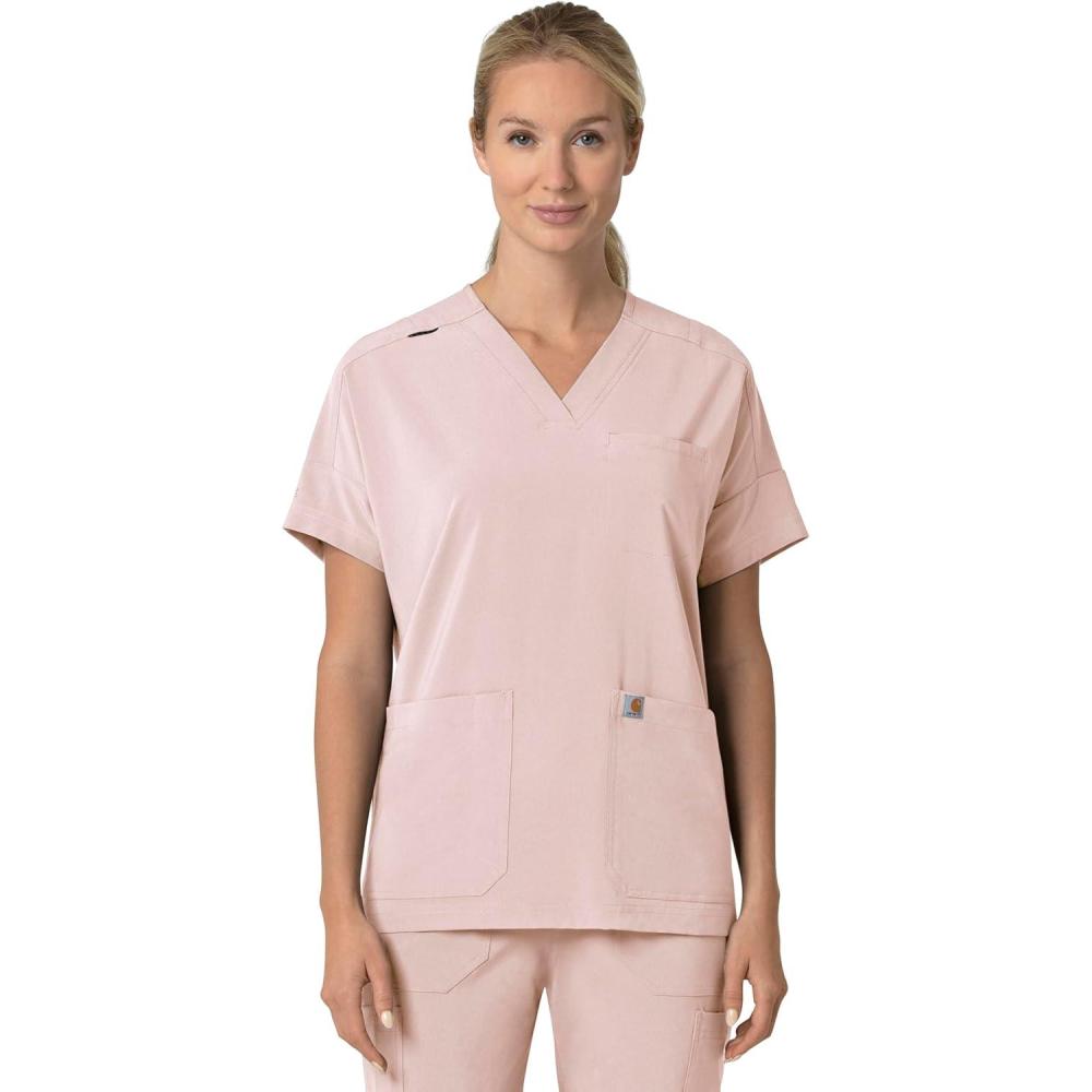 imageCarhartt Scrubs C13110 Womens Force CrossFlex Modern Fit Oversized VSoft Rose