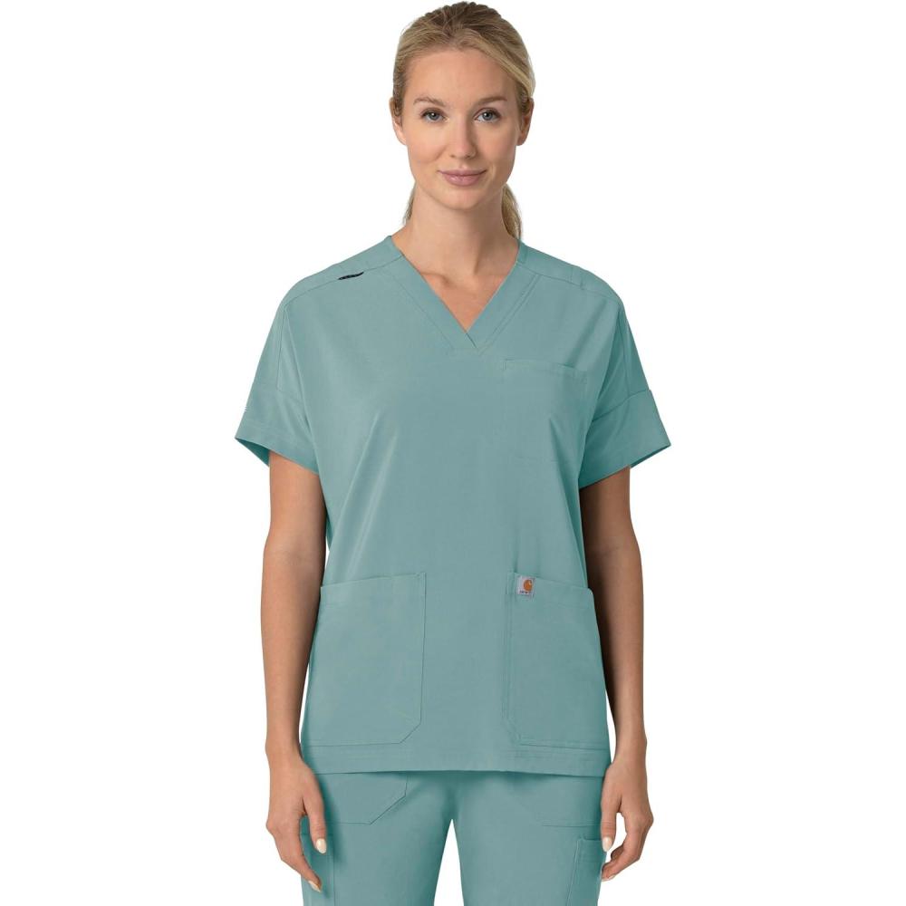 imageCarhartt Scrubs C13110 Womens Force CrossFlex Modern Fit Oversized VSummer Blue