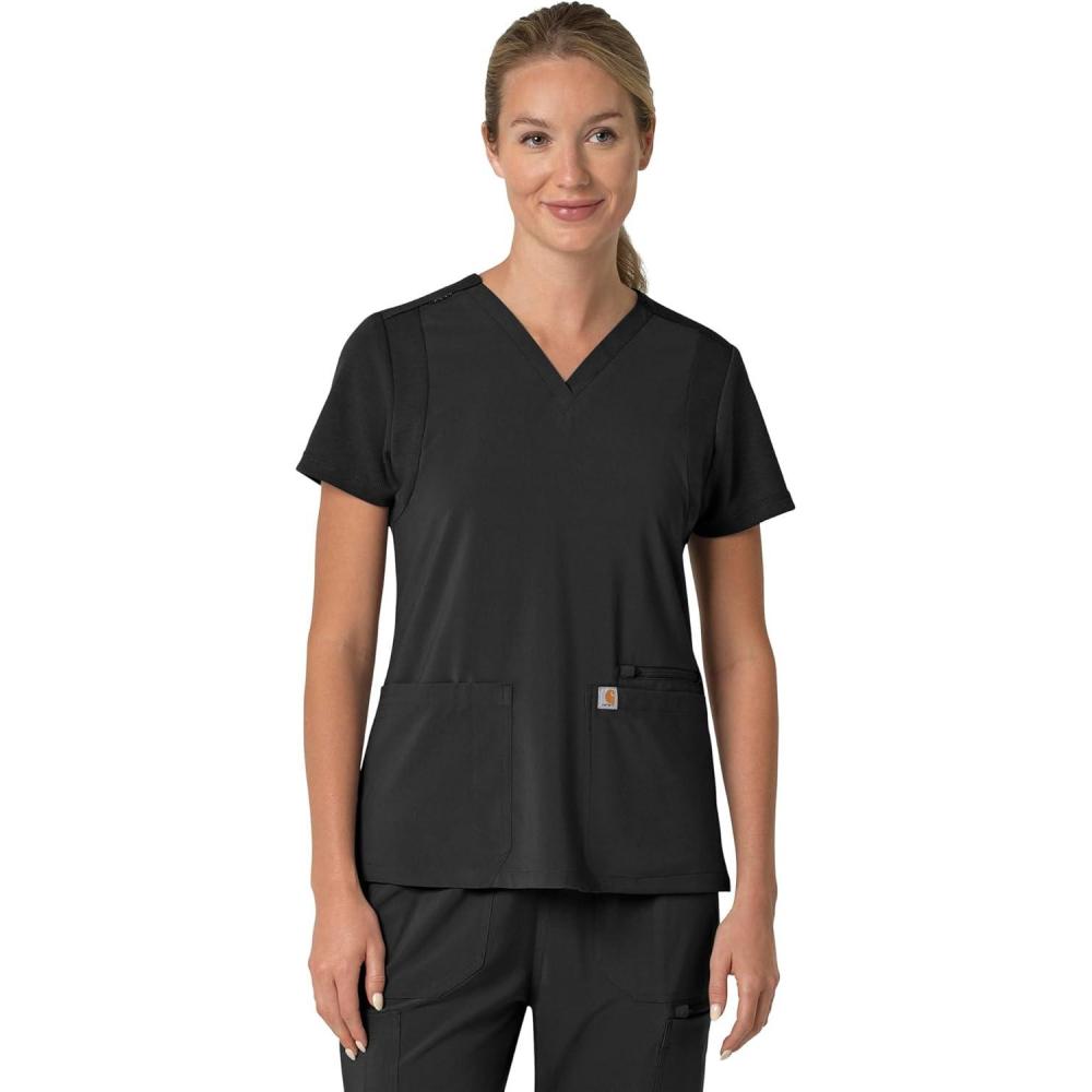 imageCarhartt Scrubs C13210 Womens Force CrossFlex Modern Fit Flex PanelBlack