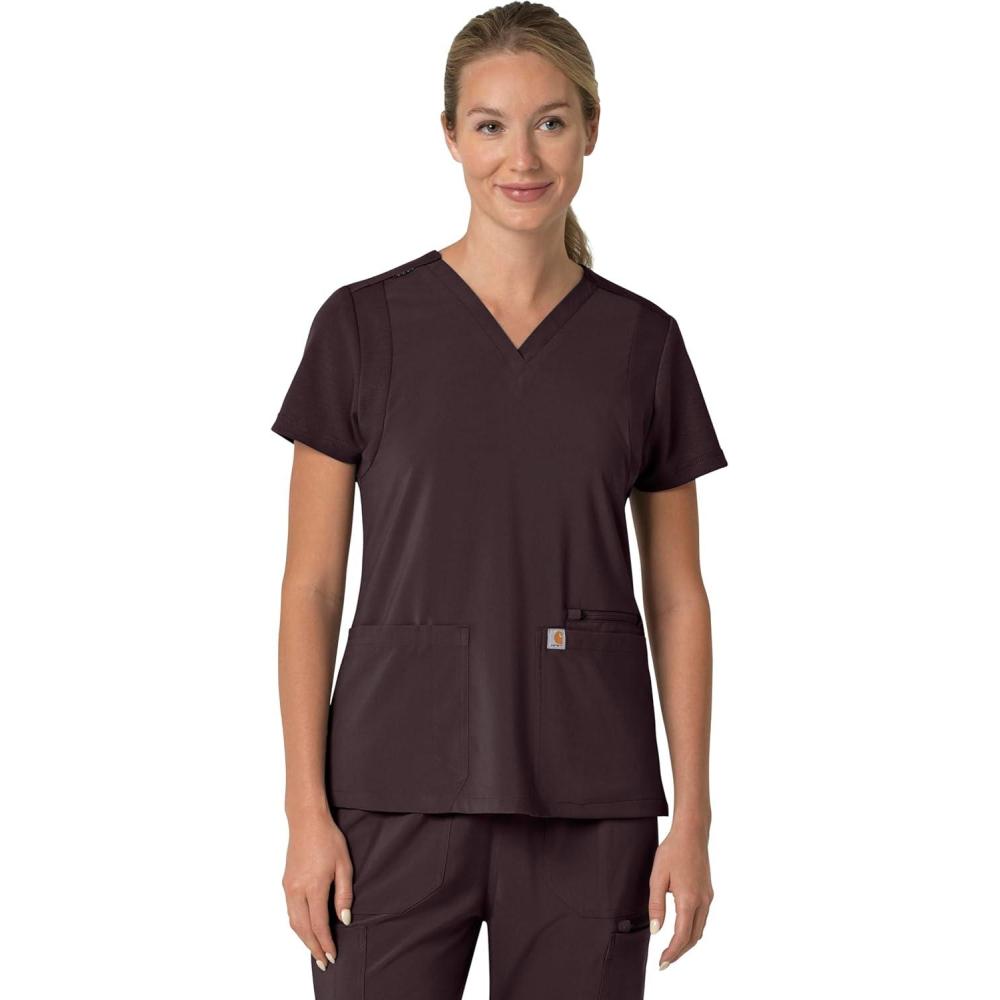 imageCarhartt Scrubs C13210 Womens Force CrossFlex Modern Fit Flex PanelDark Sepia