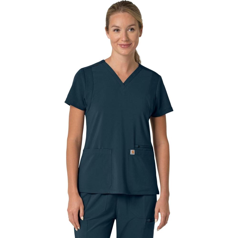 imageCarhartt Scrubs C13210 Womens Force CrossFlex Modern Fit Flex PanelNavy
