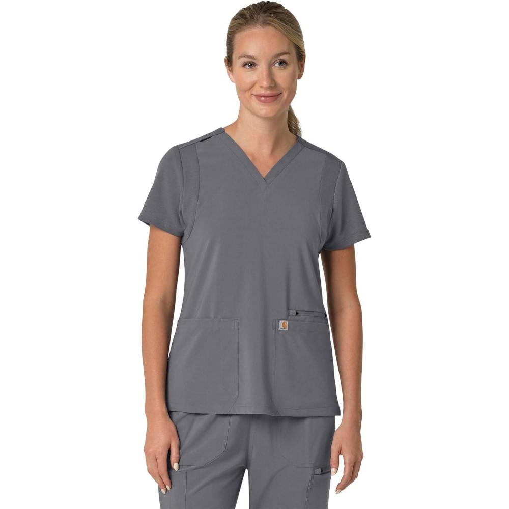 imageCarhartt Scrubs C13210 Womens Force CrossFlex Modern Fit Flex PanelPewter