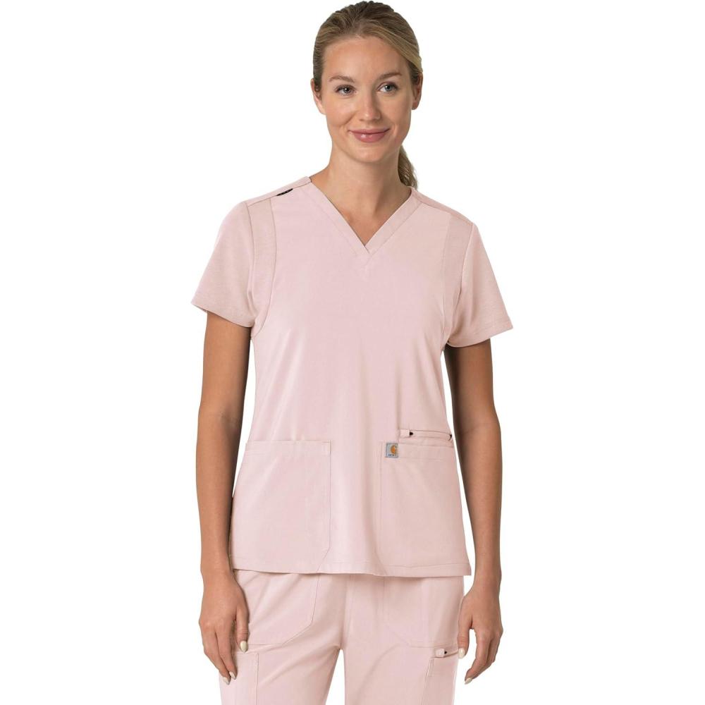 imageCarhartt Scrubs C13210 Womens Force CrossFlex Modern Fit Flex PanelSoft Rose