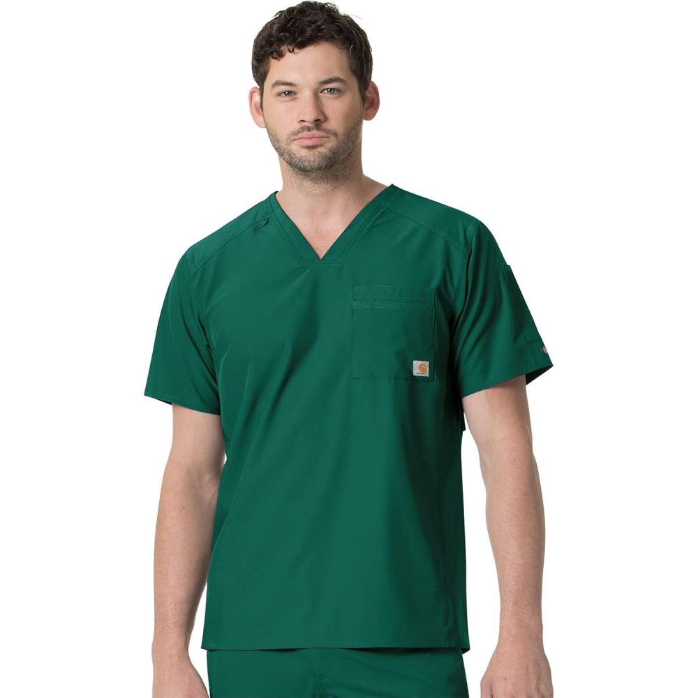 imageCarhartt Scrubs C16113 Force Modern Fit VNeck TopHunter Green