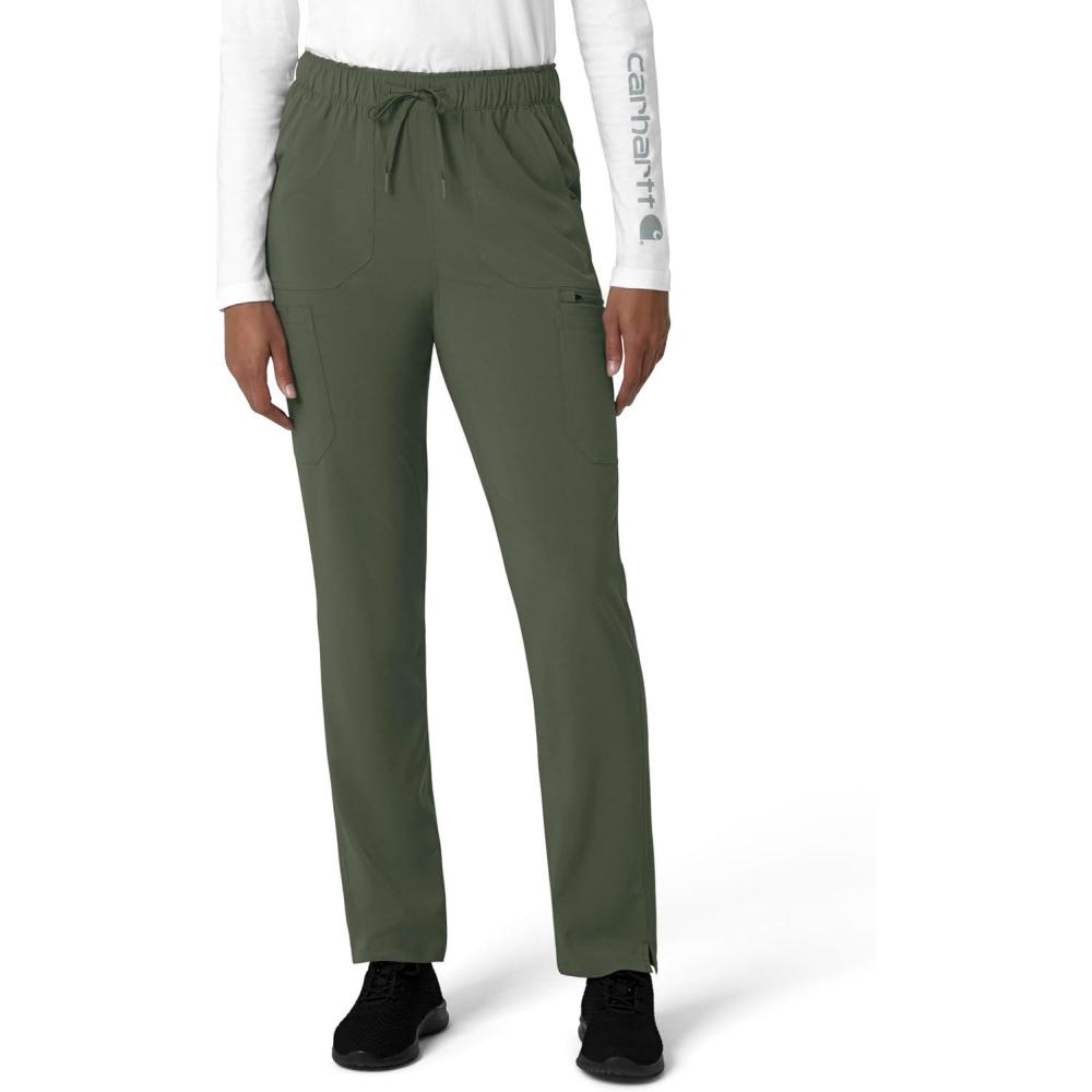 imageCarhartt Scrubs for Women Force Crossflex StraightLeg Cargo Pants with Drawstring and 7 PocketsOlive