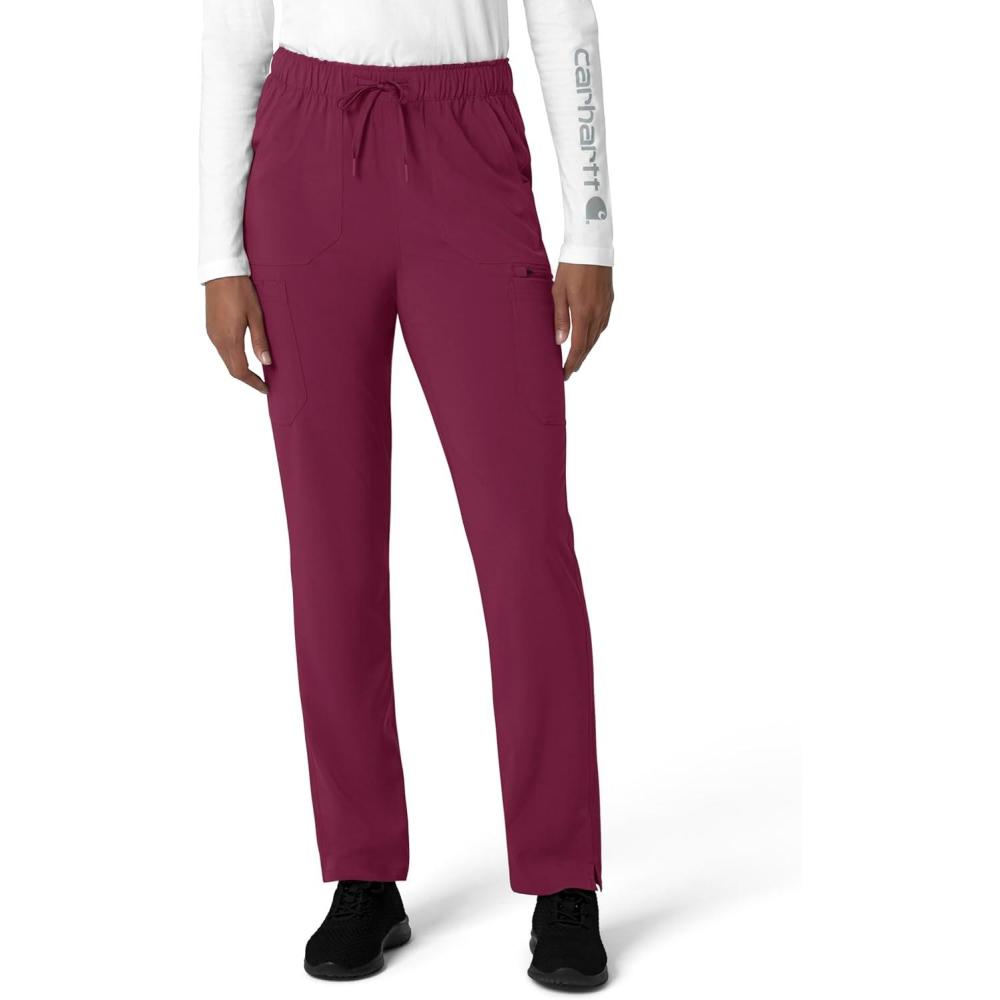 imageCarhartt Scrubs for Women Force Crossflex StraightLeg Cargo Pants with Drawstring and 7 PocketsWine