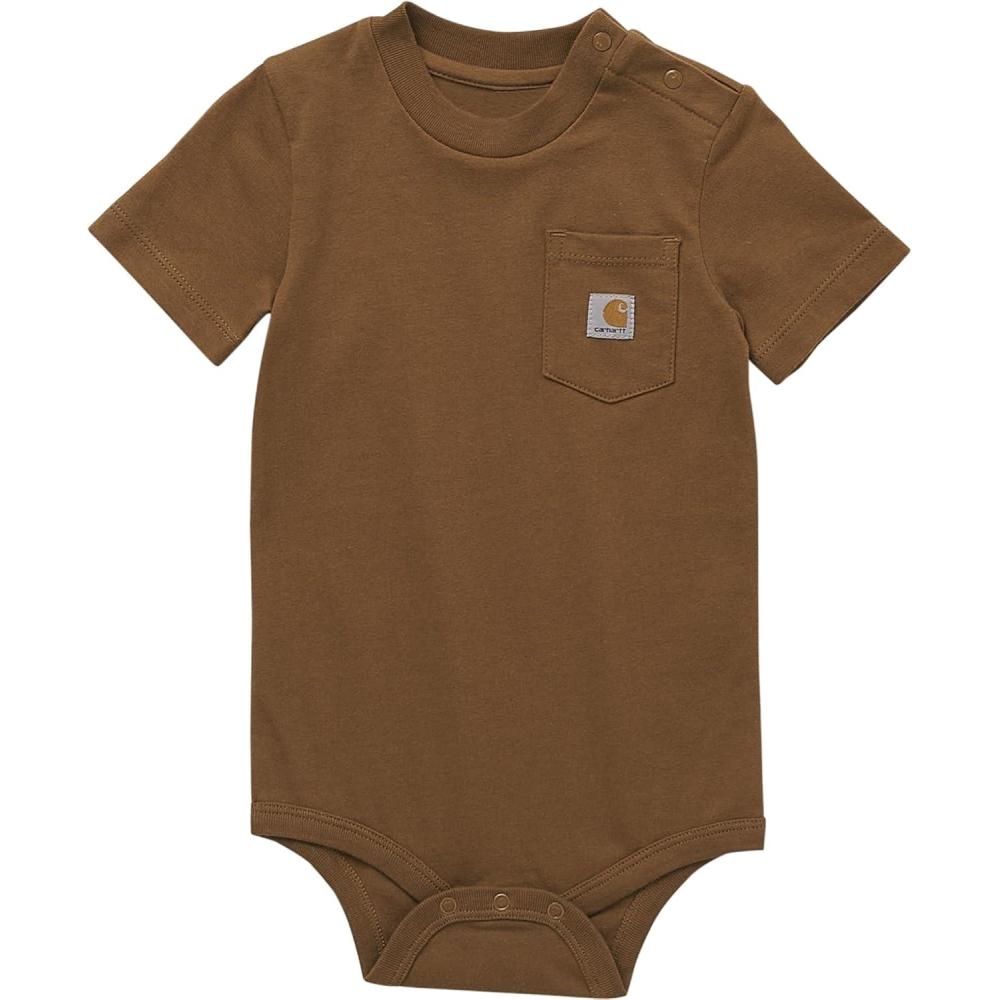 imageCarhartt Unisex Baby Shortsleeve Bodysuit Pocket TshirtCarhartt Brown