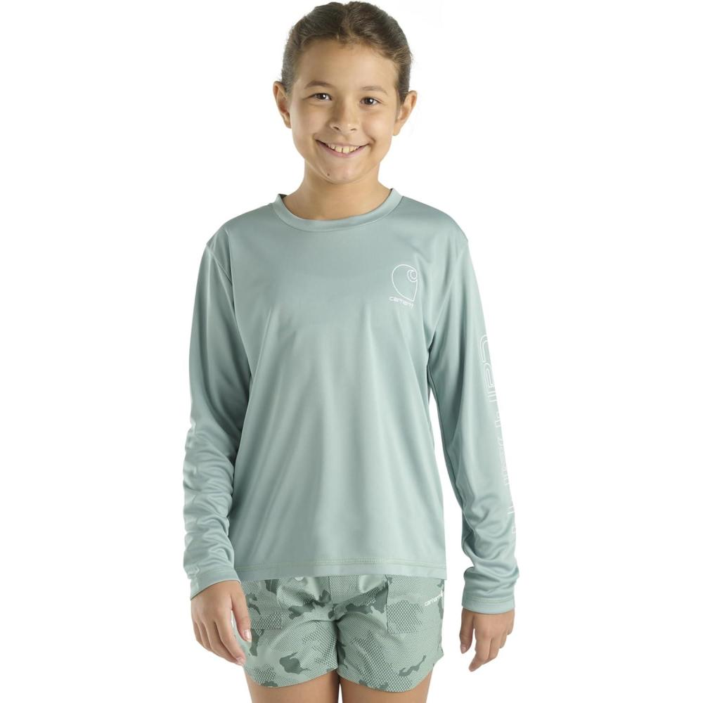 imageCarhartt Unisex Kids Long Sleeve Force Sun Defender TShirtMed Green