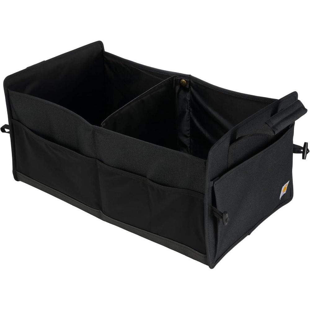 imageCarhartt Universal Collapsible Cargo Trunk Organizer Portable Accessory Storage Organizer for Automotive SUV Trucks ampamp Cars Black One SizeBlack