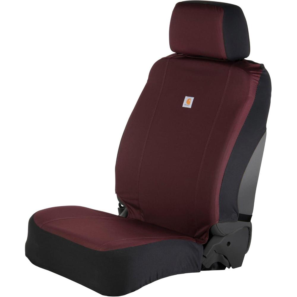 imageCarhartt Universal Nylon Duck Canvas Fitted Bucket Seat Cover Durable Seat Protection with Rain Defender Single BlackPort