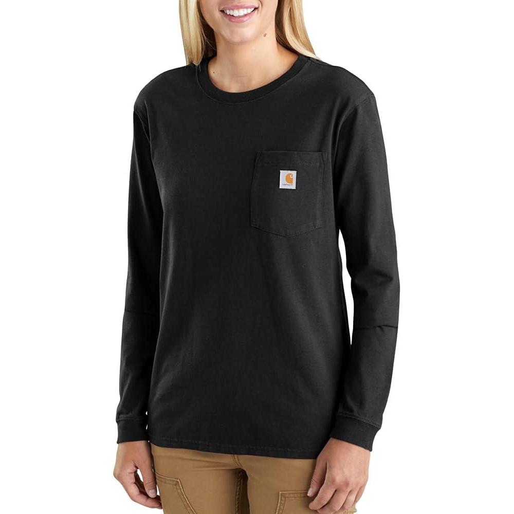 imageCarhartt Womens 103244 Womens WK126 Workwear Pocket Long Sleeve TShirtBlack