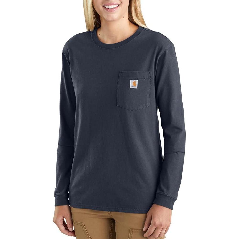 imageCarhartt Womens 103244 Womens WK126 Workwear Pocket Long Sleeve TShirtNavy