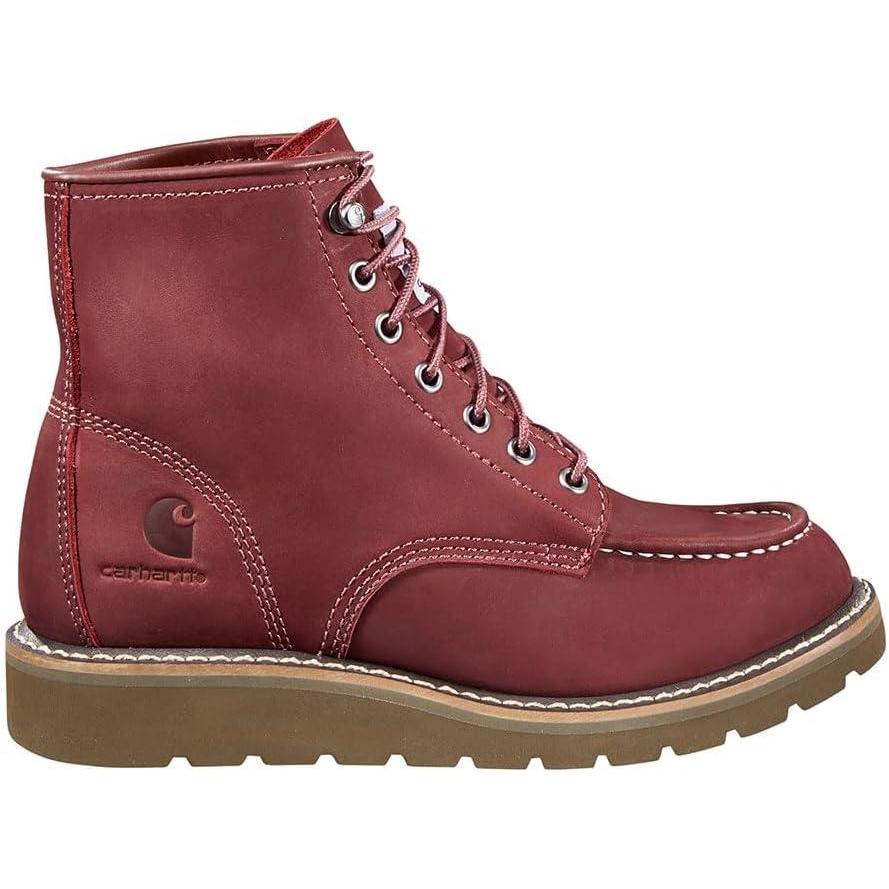 imageCarhartt Womens 6inch Moc Soft Toe Wedge BootsBurgundy Nubuck