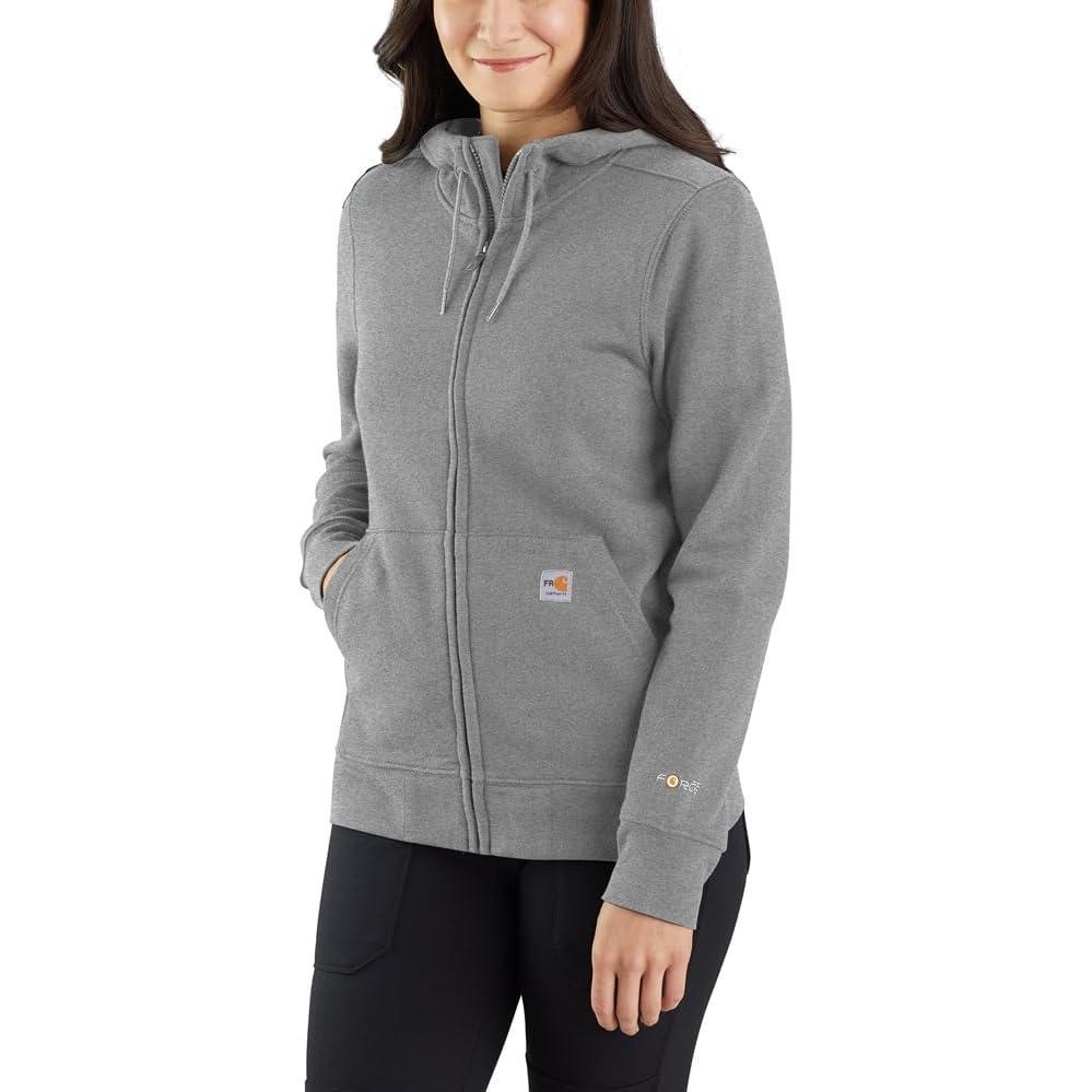 imageCarhartt Womens Flame Resistant Force Relaxed Fit Midweight ZipFront SweatshirtGranite Heather