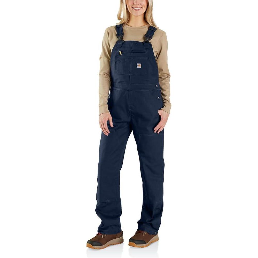 imageCarhartt Womens Flame Resistant Rugged Flex Loose Fit Duck Bib OverallDark Navy