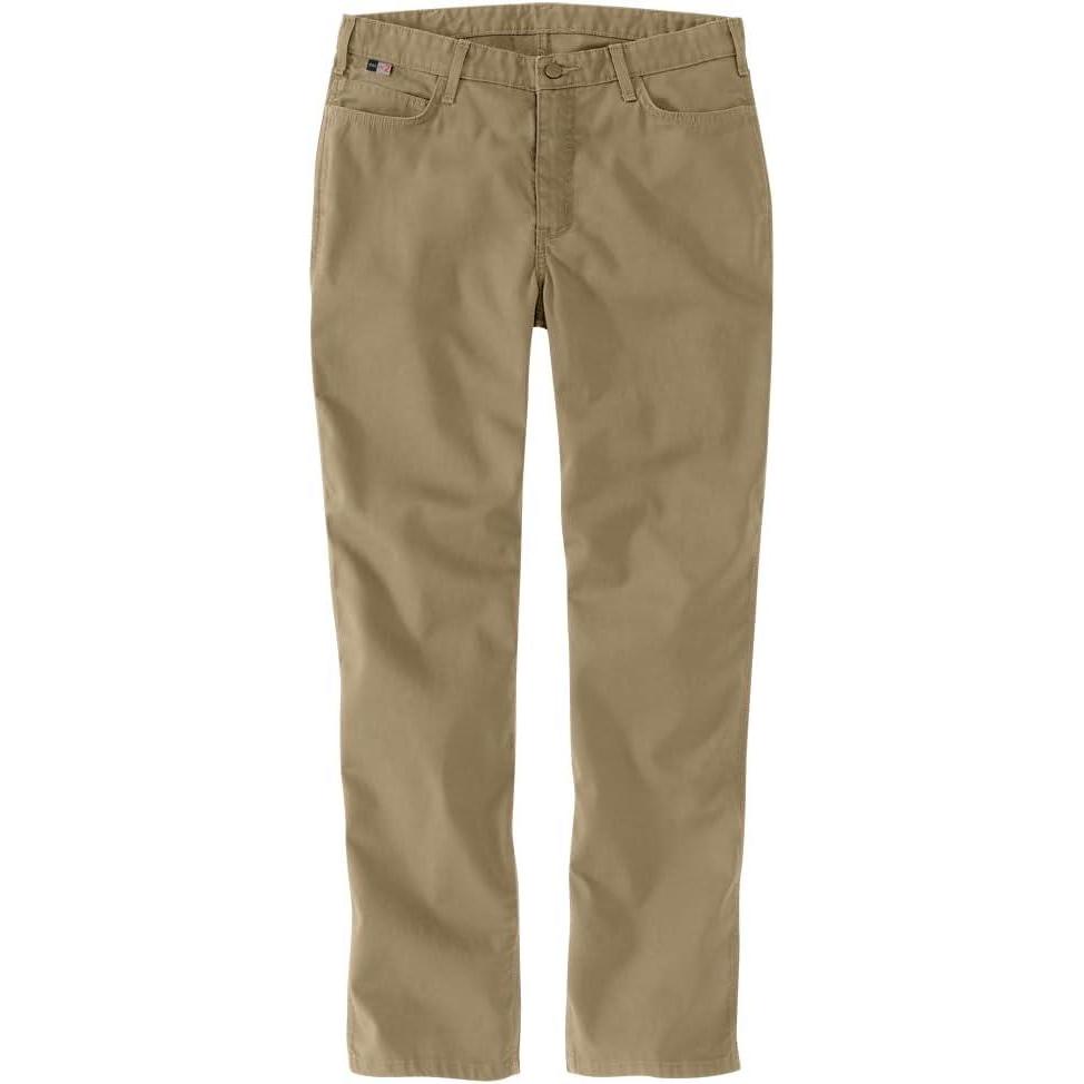 imageCarhartt Womens Flame Resistant Rugged Flex Relaxed Fit Canvas Work PantDark Khaki
