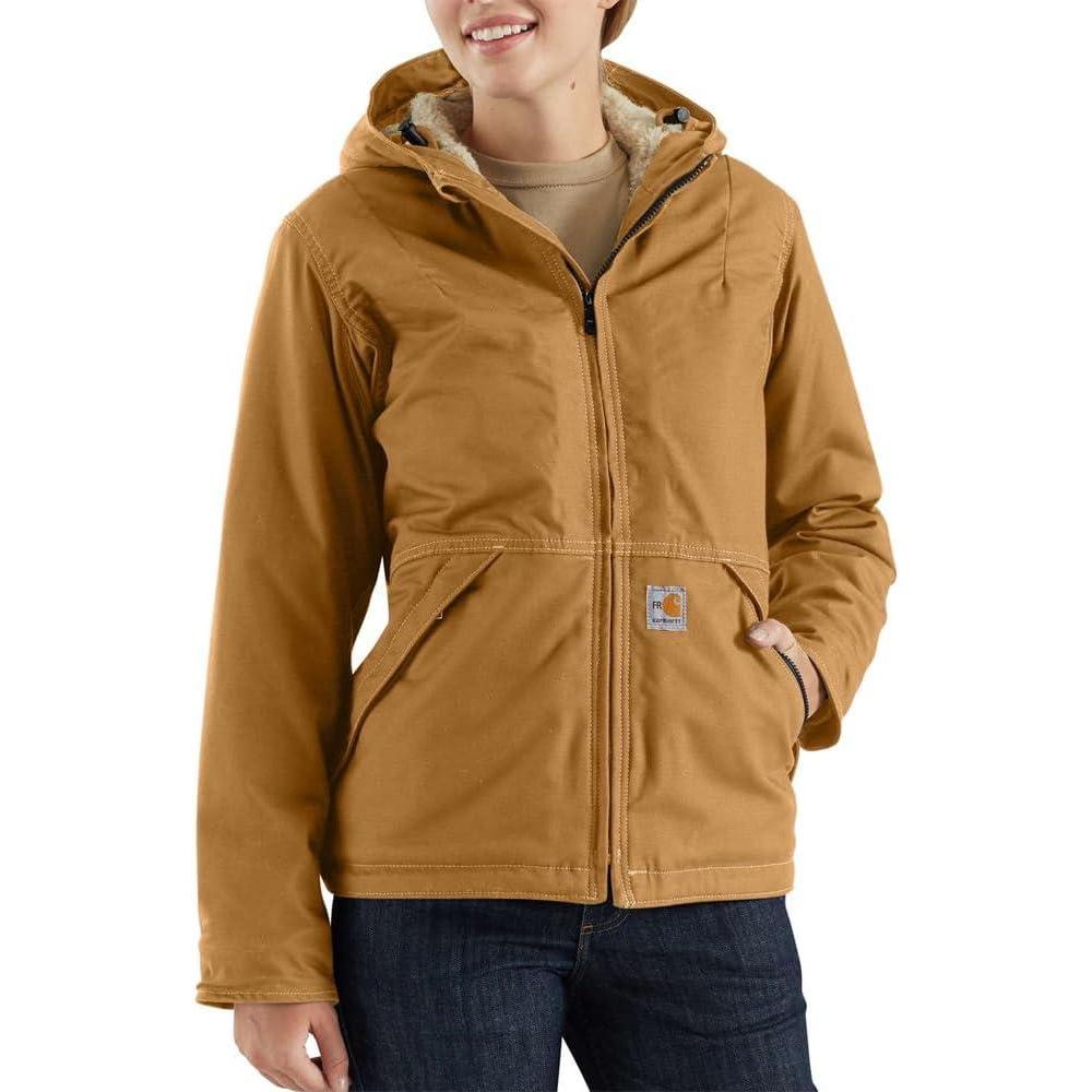 imageCarhartt Womens FlameResistant Full Swing Quick Duck SherpaLined JacketCarhartt Brown